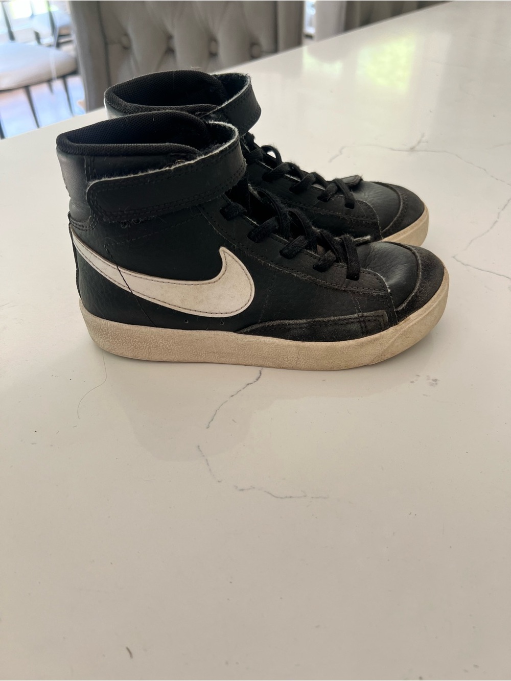 Nike Kids' Black Blazer High-Top Sneakers with White Swoosh